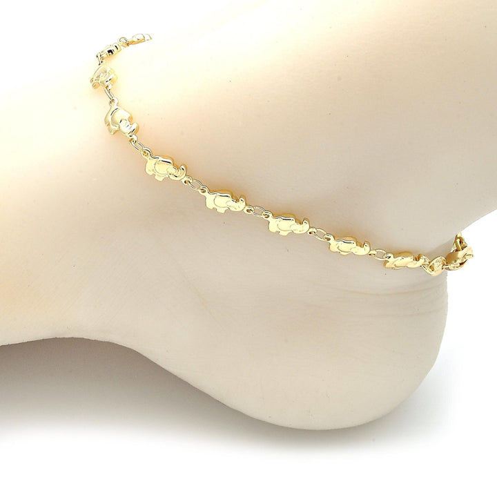 18k Gold Filled High Polish Finsh  Elephant Link Anklet Bracelet 6 10 Image 3