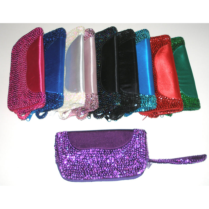 Sequin Wallet Purse w/Zipper Closure Red Image 2