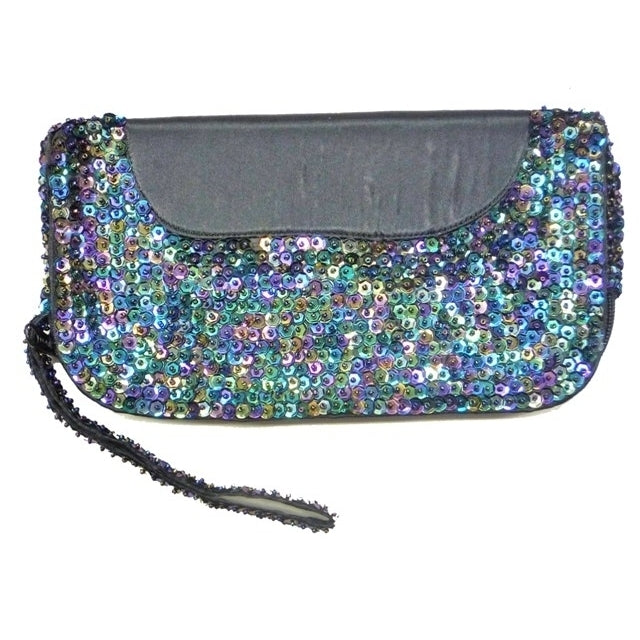 Sequin Purse w/Zipper Closure Peacock Image 1