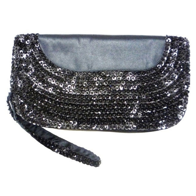 Sequin Purse w/Zipper Closure Black Image 1