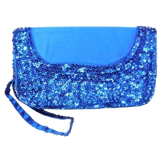 Sequin Purse w/Zipper Closure Royal Blue Image 1