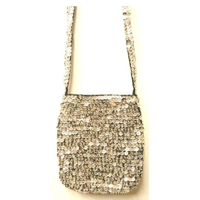 Sequin Beaded Purse SILVER Image 1