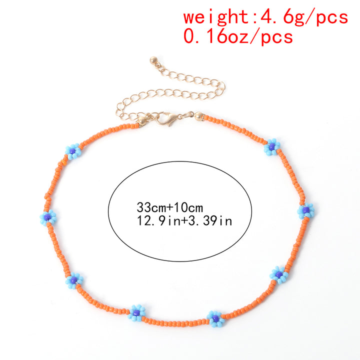 Dainty Colorful Seed Beaded Floral Choker Necklace Image 12