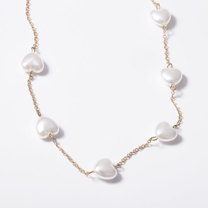 Bohemia Dainty Beaded Heart Shape Pearl Chain Choker Necklace Image 8