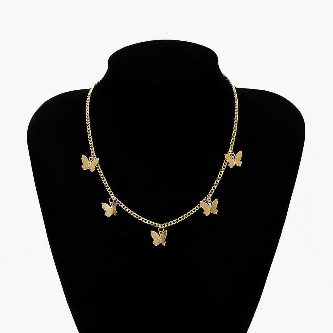 Minimalist Gold Silver Tone Butterfly Choker Necklace Image 6