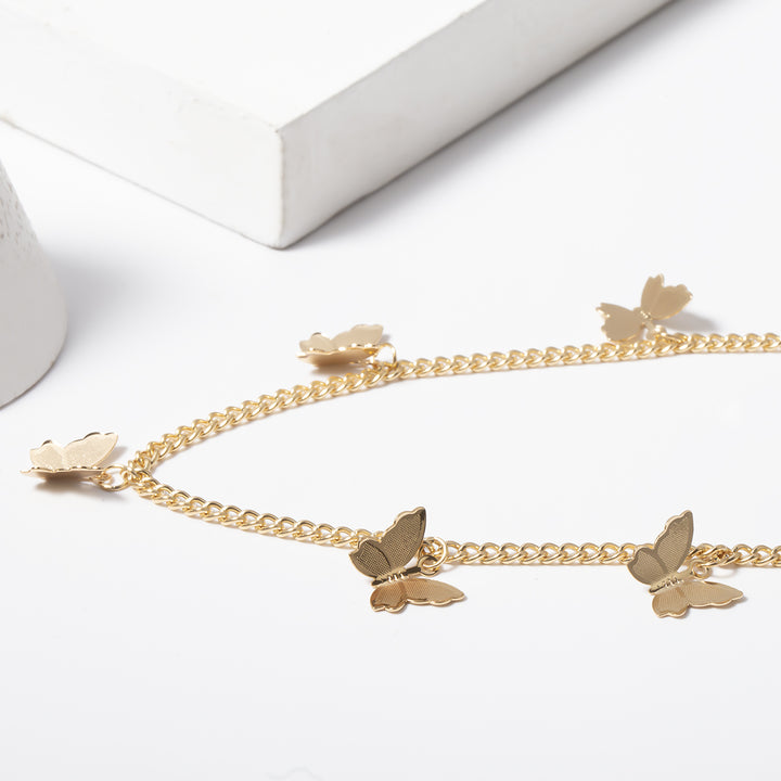 Minimalist Gold Silver Tone Butterfly Choker Necklace Image 9