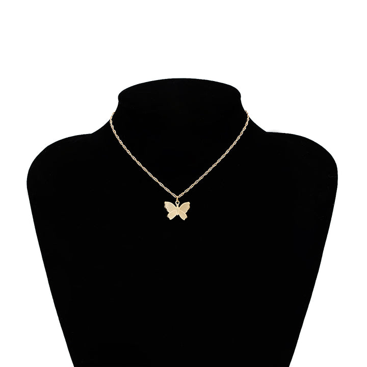 Dainty Gold Silver Tone Butterfly Pendant Choker Necklace Image 4