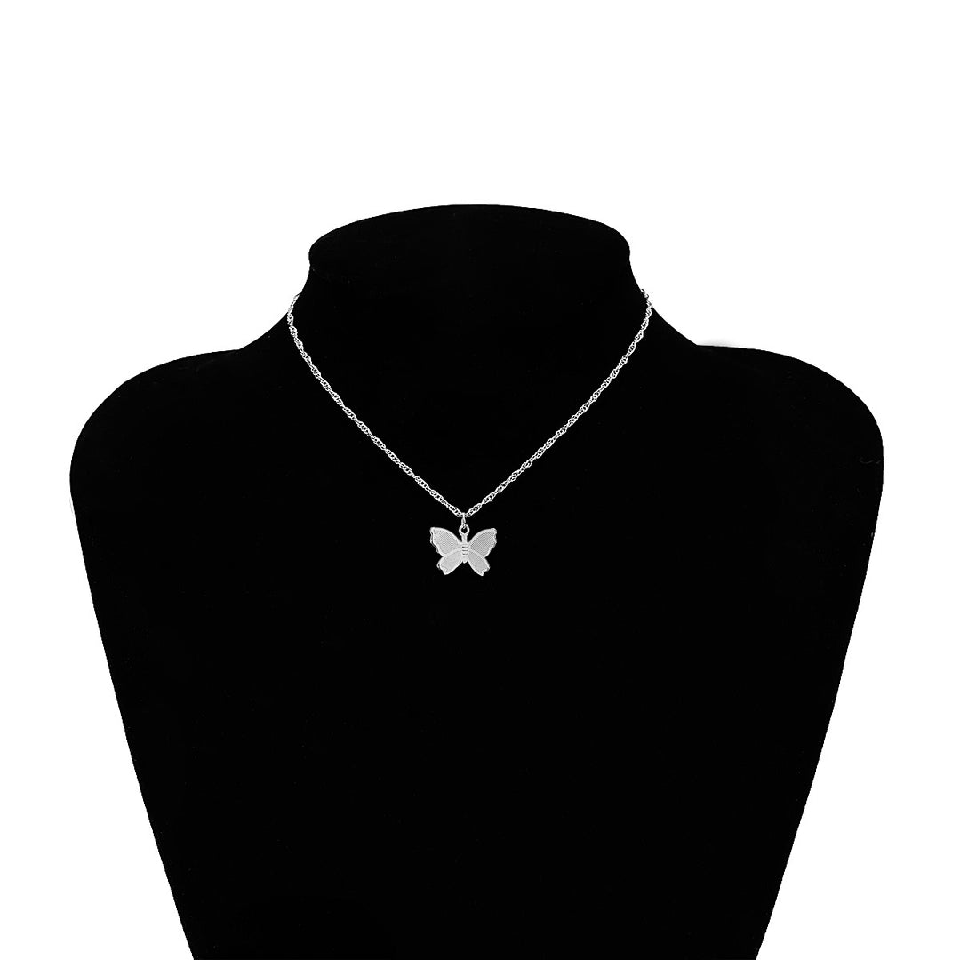 Dainty Gold Silver Tone Butterfly Pendant Choker Necklace Image 6