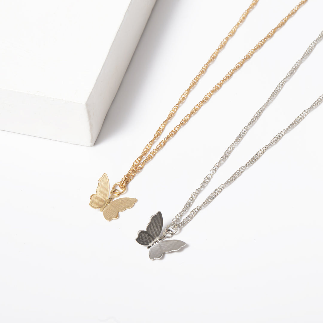 Dainty Gold Silver Tone Butterfly Pendant Choker Necklace Image 9