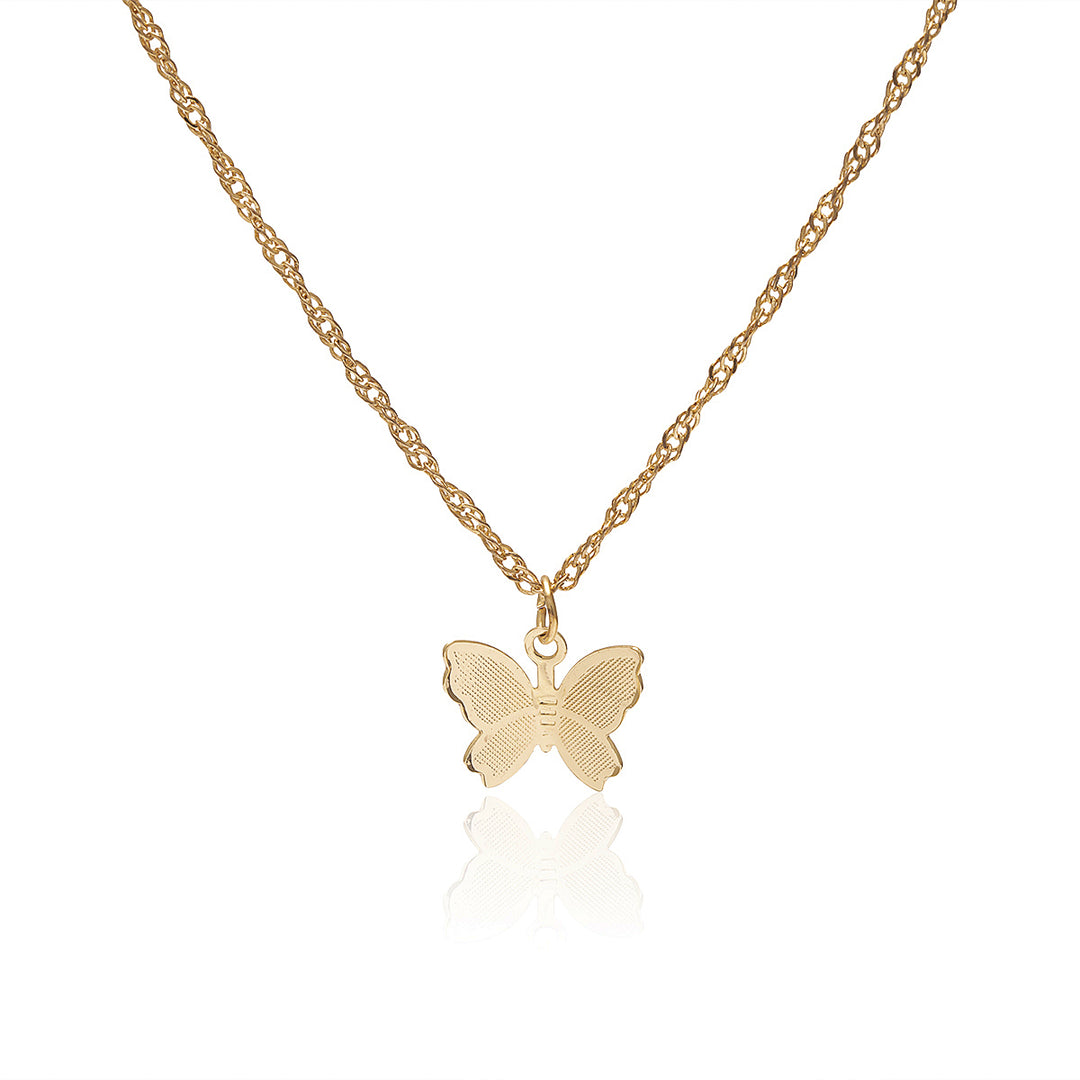 Dainty Gold Silver Tone Butterfly Pendant Choker Necklace Image 7