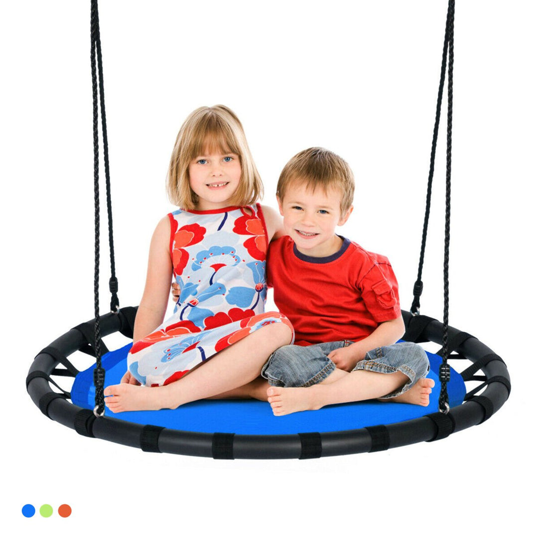 40 Flying Saucer Round Tree Swing Kids Play Set w/ Adjustable Ropes Outdoor Image 1