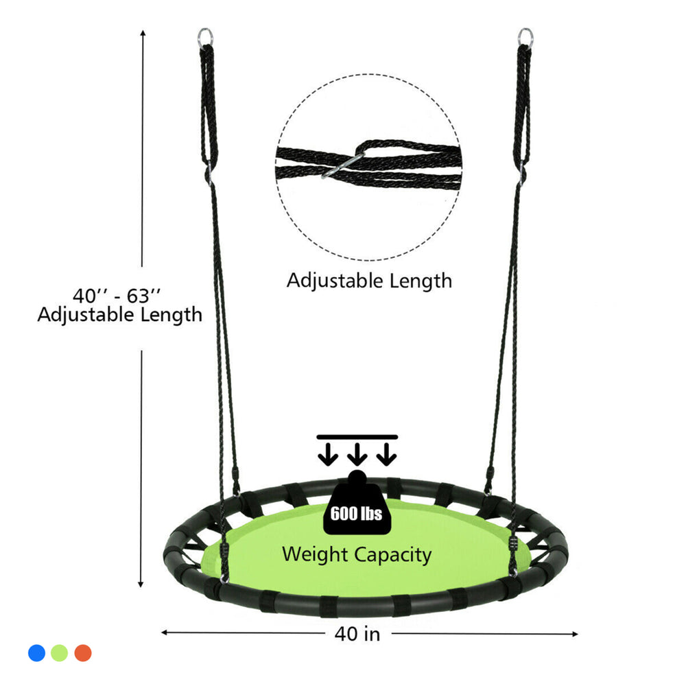 40 Flying Saucer Round Tree Swing Kids Play Set w/ Adjustable Ropes Outdoor Image 2