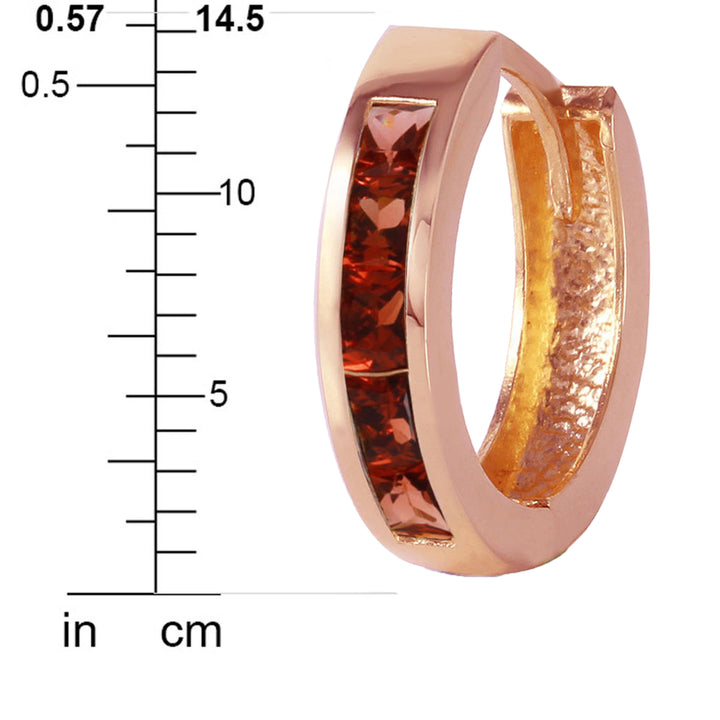 1.3 Carat 14k Solid Rose Gold Hoop Huggie Earrings Garnet Image 4