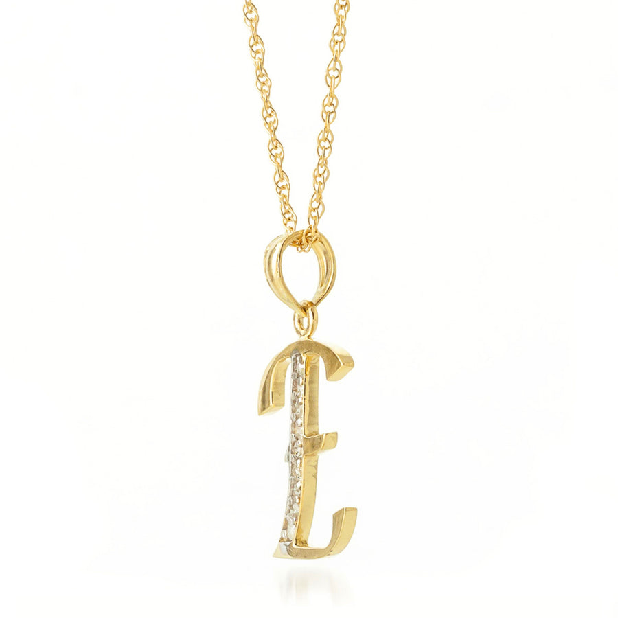 14K Solid Yellow Gold Pendant Necklace with Natural Diamonds Initial E Pendant Made in USA (16) Image 1