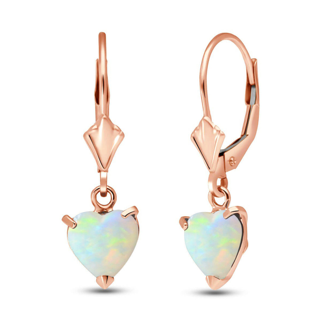 1.3 Carat 14k High Polished Solid Rose Gold Leverback Earrings Natural Opal Image 1