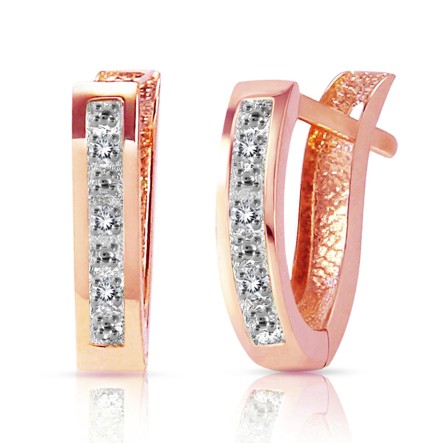 0.04 Carat 14k Solid Rose Gold Oval Huggie Earrings with Natural Diamonds Image 1