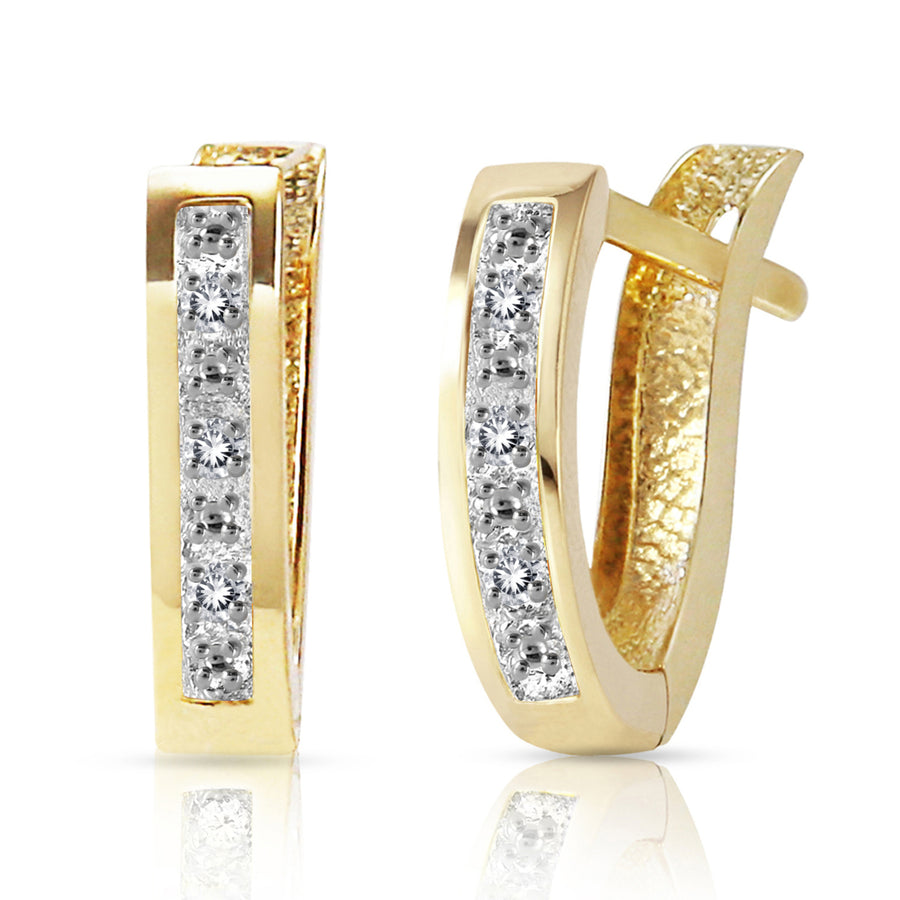 0.04 Carat 14k Solid Gold Oval Huggie Earrings with Natural Diamonds Image 1