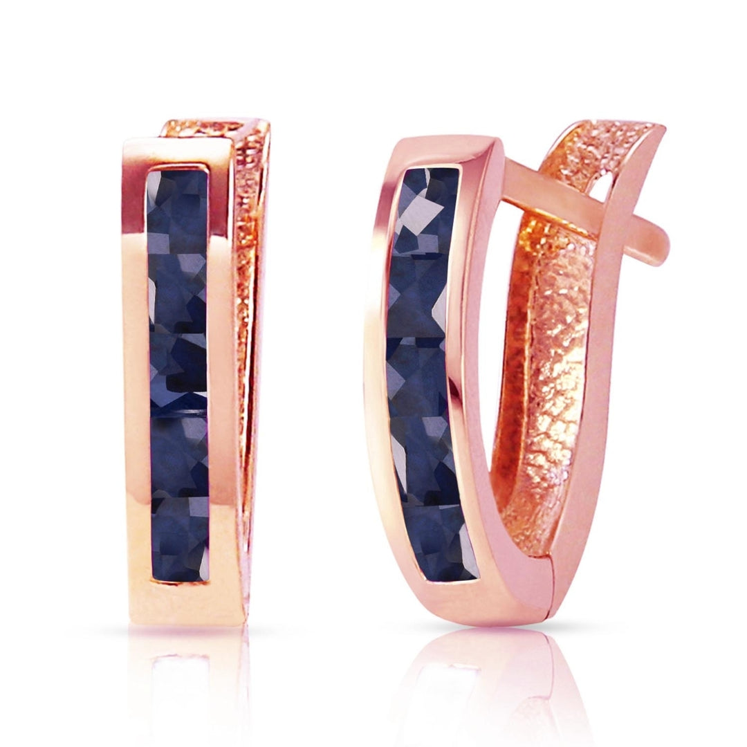 1.3 Carat 14k Solid Rose Gold Oval Huggie Earrings Sapphire Image 1