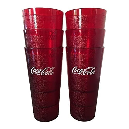 Coca-Cola Cups Red Plastic Tumblers 24-Ounce Restaurant GradeCarlisleSet of 6 Image 1