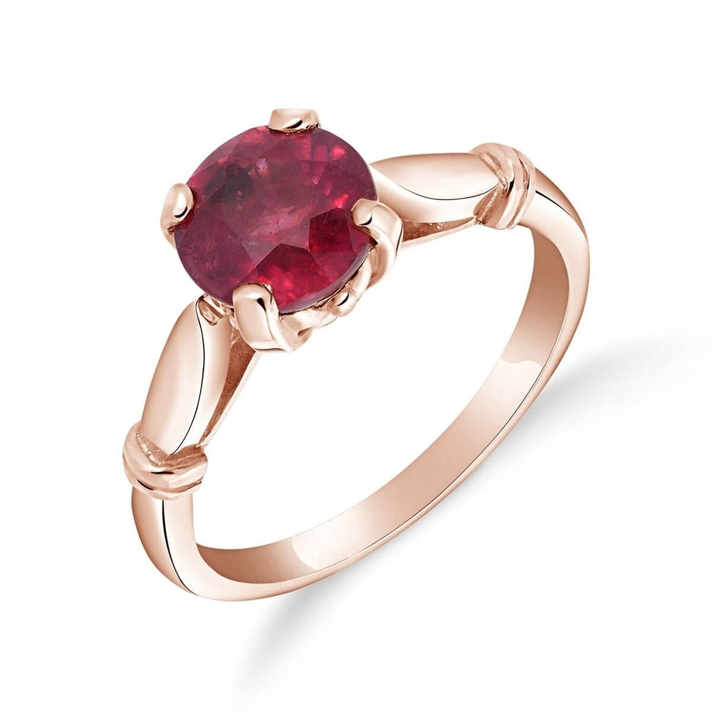 18K Solid Rose Gold Solitaire Ruby Ring 2 ct High Polished Finish Made in USA (8) Image 2