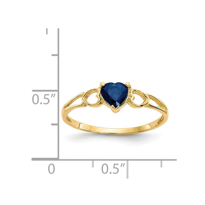 1/2 Carat (ctw) Blue Sapphire Heart Promise Ring in 14K Yellow Gold Image 2