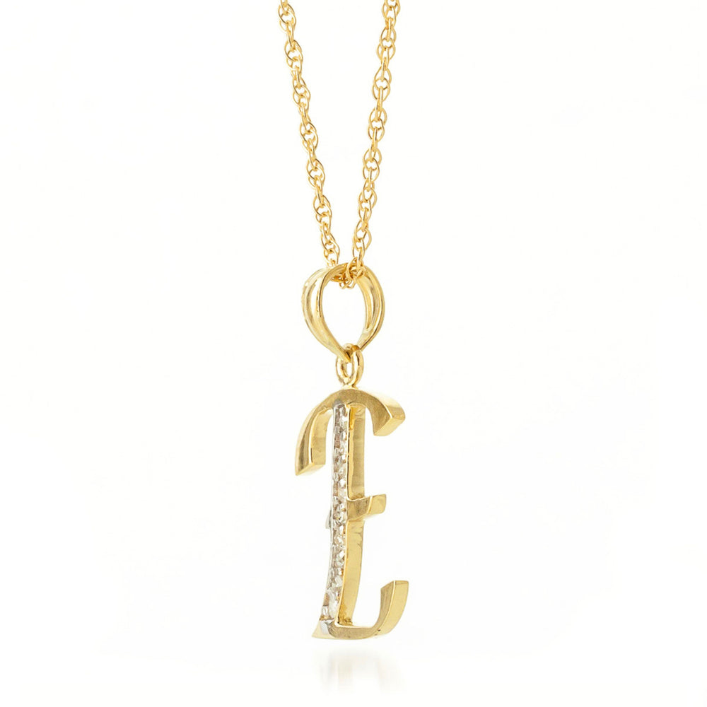 14K Solid Yellow Gold Pendant Necklace with Natural Diamonds Initial E Pendant Made in USA (16) Image 2