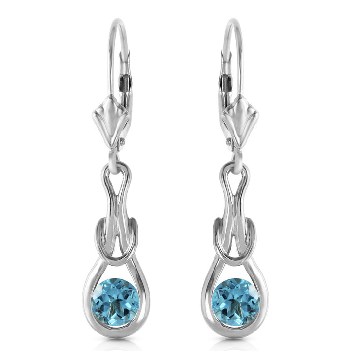 1.3 Carat 14k Solid White Gold Timeless Love Blue Topaz Earrings Image 2