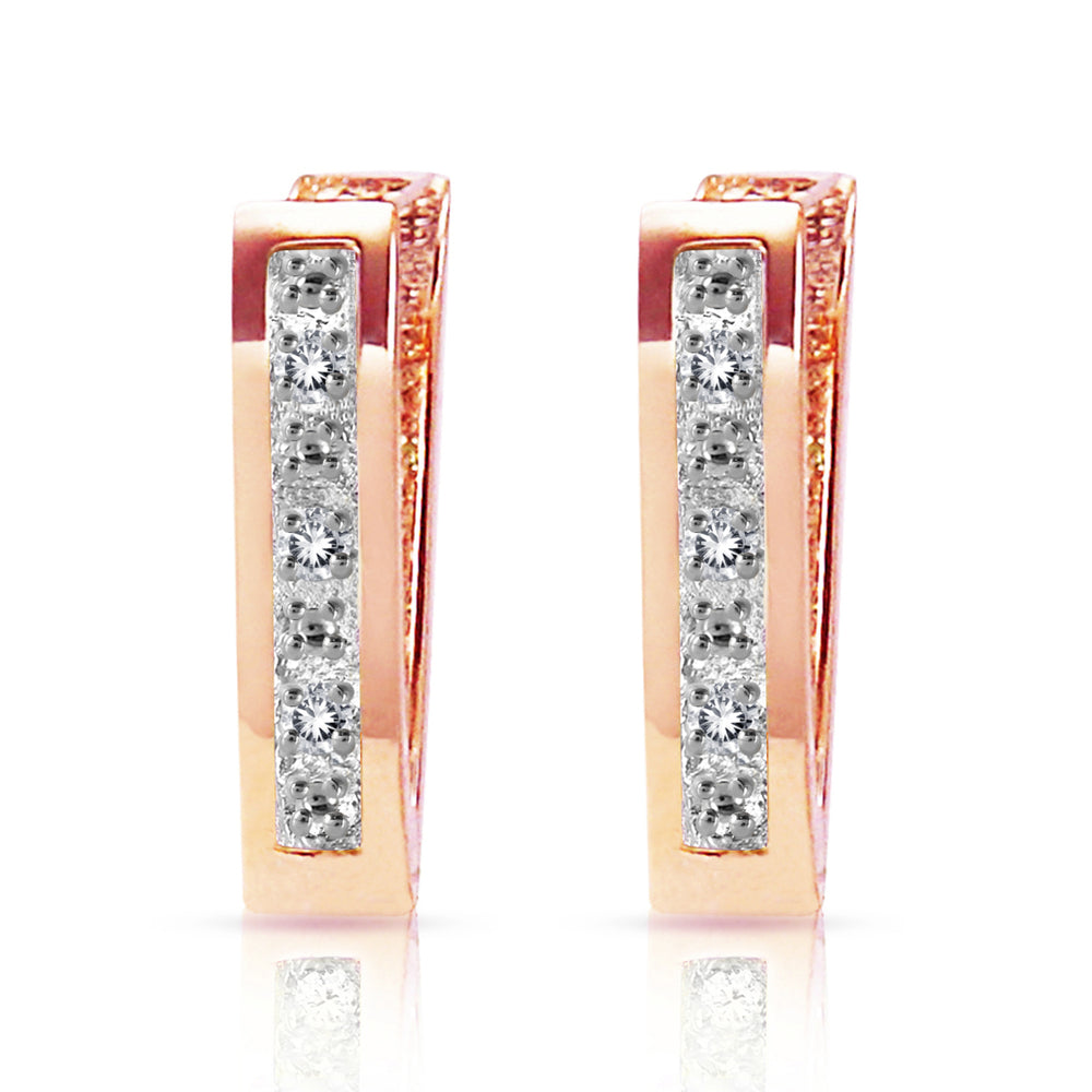 0.04 Carat 14k Solid Rose Gold Oval Huggie Earrings with Natural Diamonds Image 2