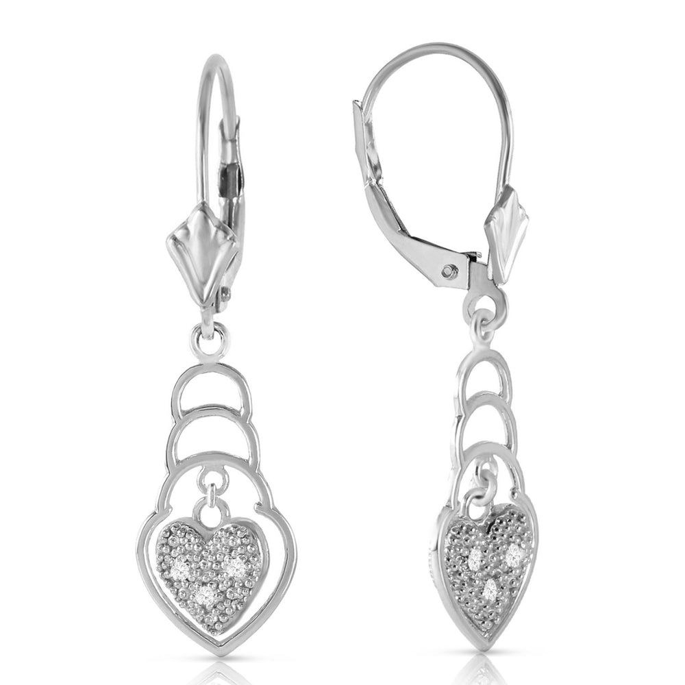0.03 Carat 14k Solid White Gold Leverback Earrings Diamond Image 2