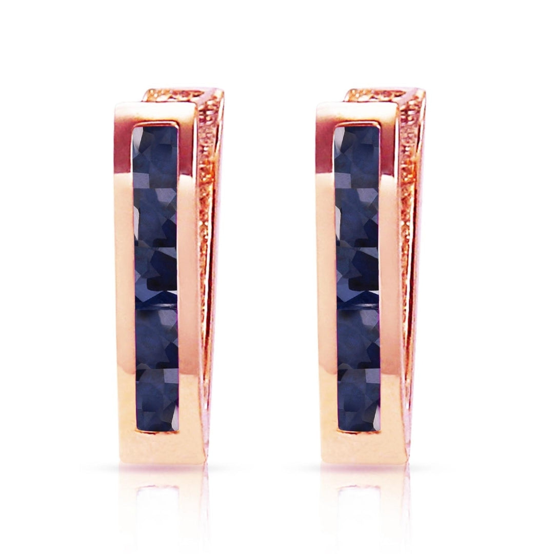 1.3 Carat 14k Solid Rose Gold Oval Huggie Earrings Sapphire Image 2