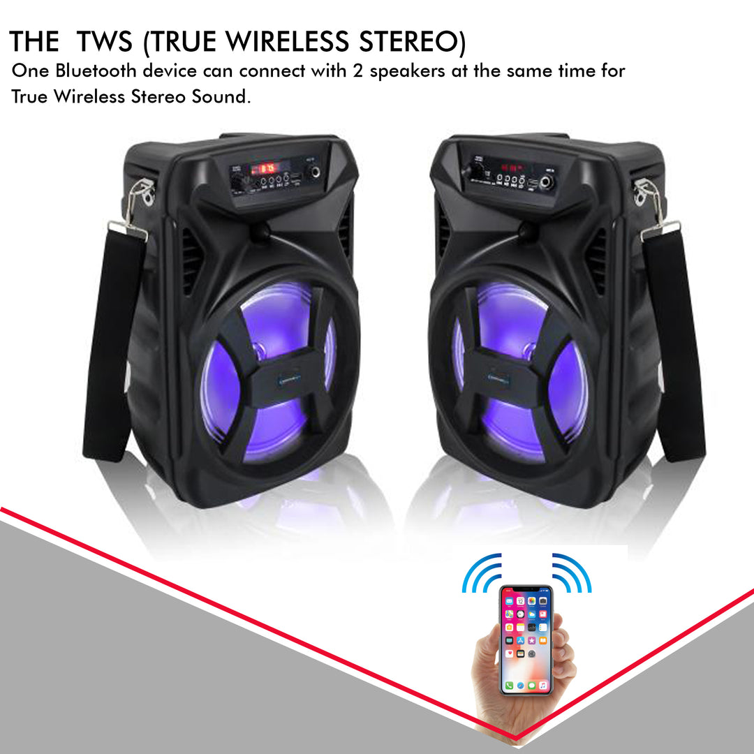 (Qty-2) Technical Pro 8 Inch Portable 500 Watts Bluetooth Festival PA LED Speaker w/ Woofer and TweeterUSB Card Image 4