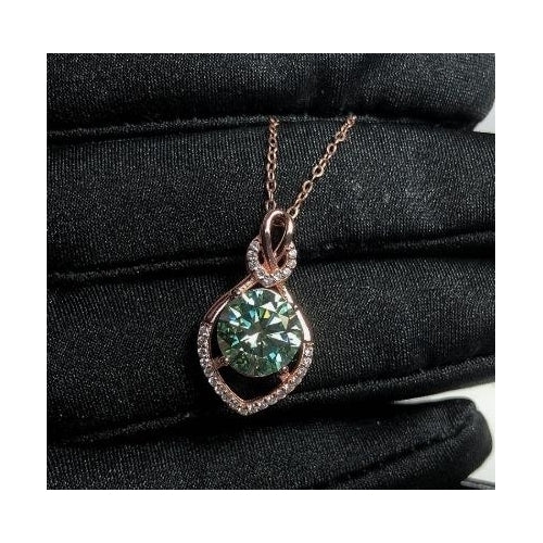 Love shaped blue green Artificial zircon ium Necklace Image 3