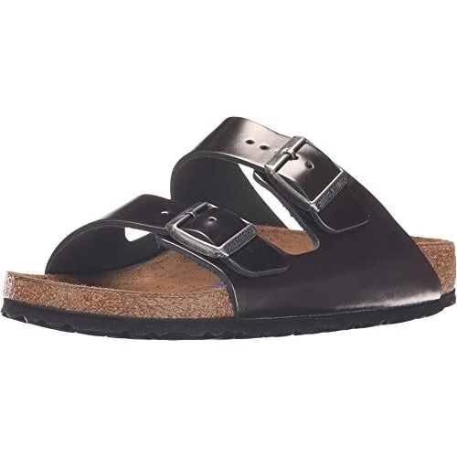 BIRKENSTOCK Arizona Soft Footbed Metallic Anthracite Leather Regular Width 1000292 Image 1