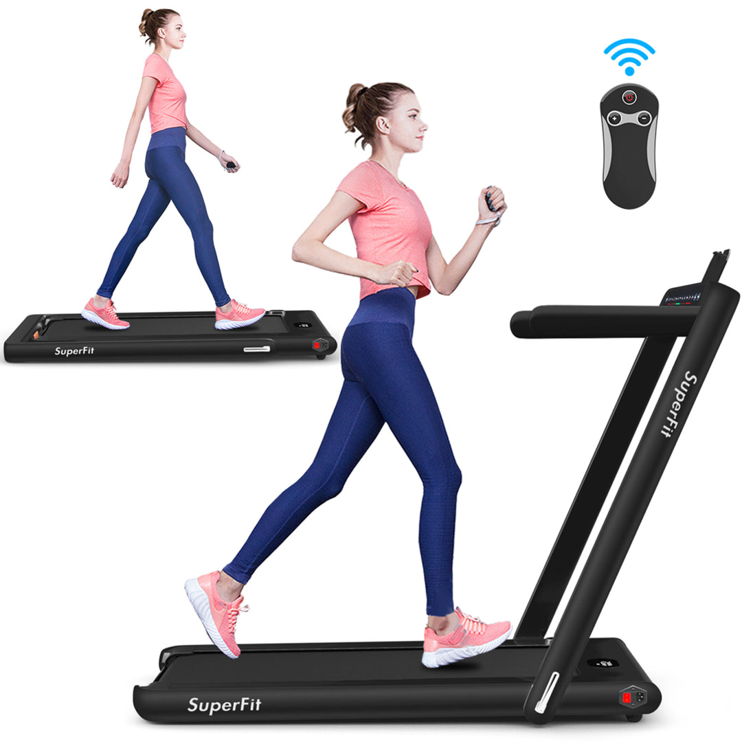 2 in 1 Folding Treadmill 2.25HP Running Machine w/ Dual Display Image 7