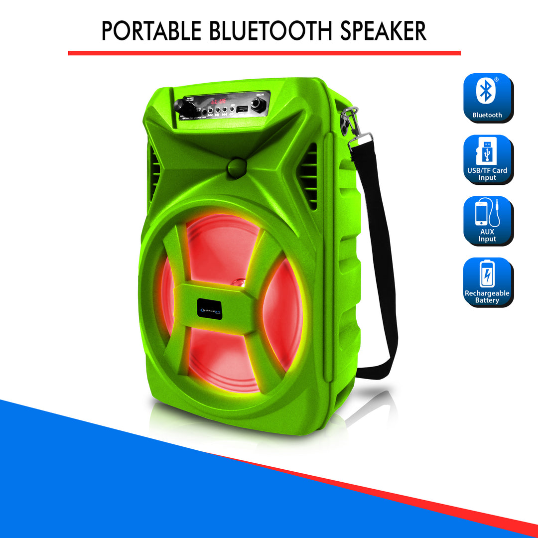 (2 Qty) Technical Pro 8" Portable 500 Watts Bluetooth Speaker w/ Woofer and TweeterPA LED SpeakerUSB Card InputWireless Image 4