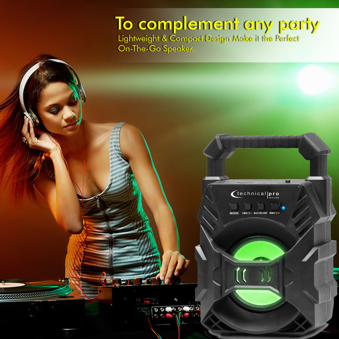 (2 Qty) Technical Pro Portable Rechargeable Compact Bluetooth Speaker with LED/USB/FM/TFLightweightPerfect for Image 4