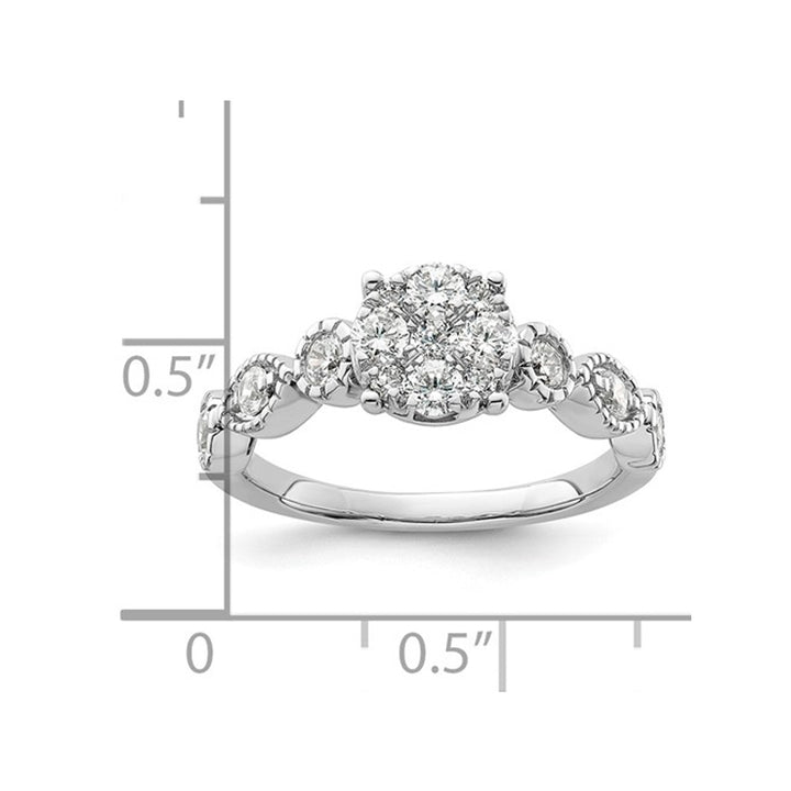 3/4 Carat (ctw G-H-ISI1-SI2) Lab-Grown Diamond Cluster Ring in 14K White Gold Image 3