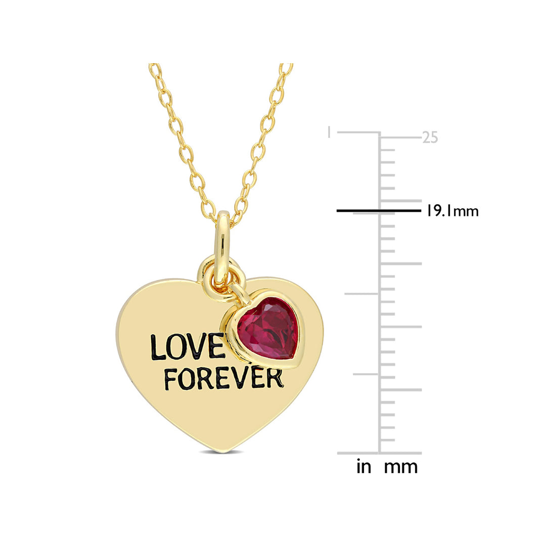 3/5 Carat (ctw) Lab-Created Ruby Heart LOVE Forever Pendant Necklace in 10K White Gold with Chain Image 2