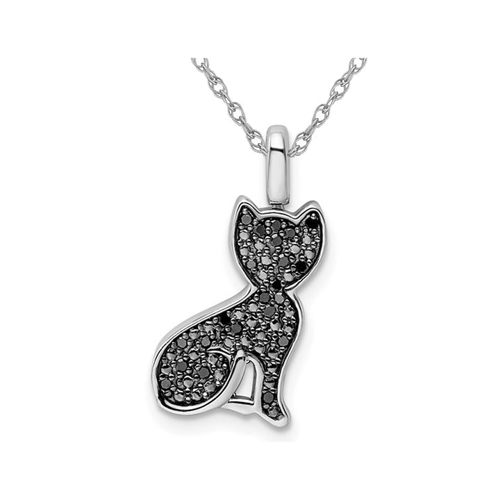 1/4 Carat (ctw) Black and White Diamond Pendant Necklace in Sterling Silver with Chain Image 1