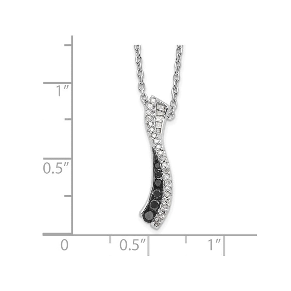 1/4 Carat (ctw) Black and White Diamond Twist Pendant Necklace in Sterling Silver with Chain Image 2
