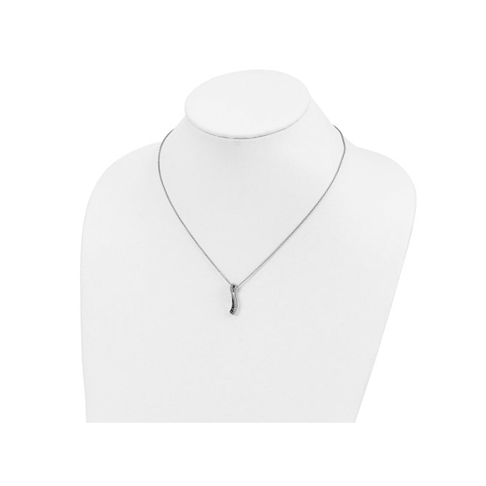 1/4 Carat (ctw) Black and White Diamond Twist Pendant Necklace in Sterling Silver with Chain Image 3