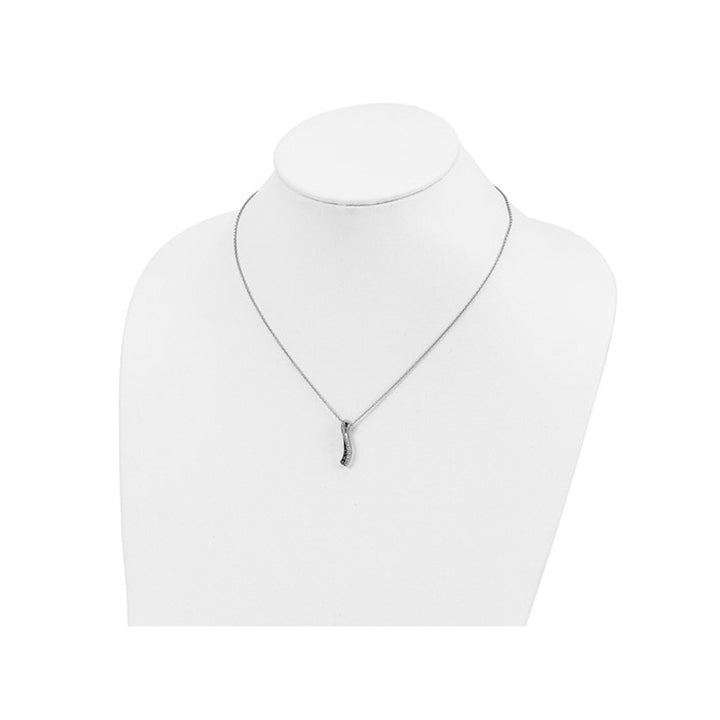 1/4 Carat (ctw) Black and White Diamond Twist Pendant Necklace in Sterling Silver with Chain Image 3