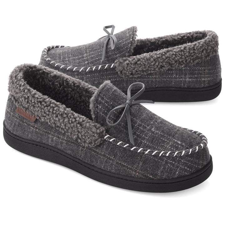 Mens Moccasin Slippers Faux faux Lined Memory Foam Comfy Indoor Outdoor Shoes Image 1