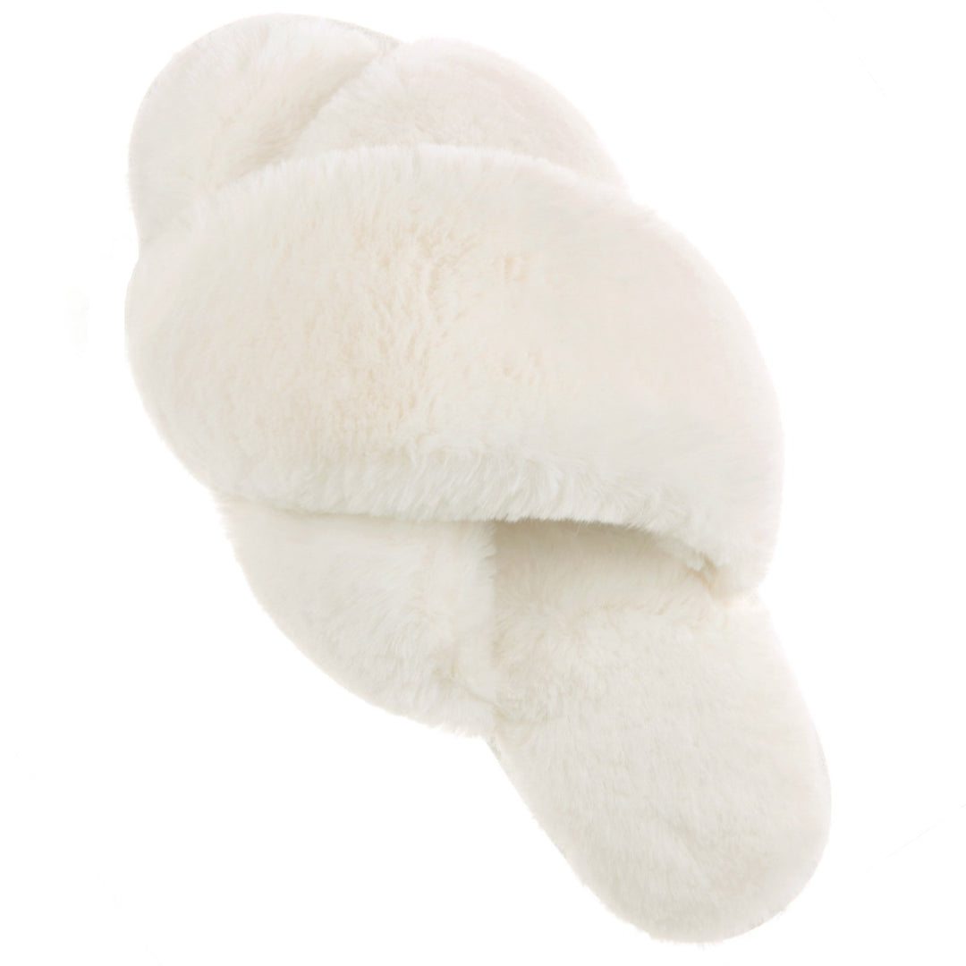 Fuzzy Slides Women Faux faux Open Toe Slippers Soft Memory Foam Non-Slip Cozy Image 1