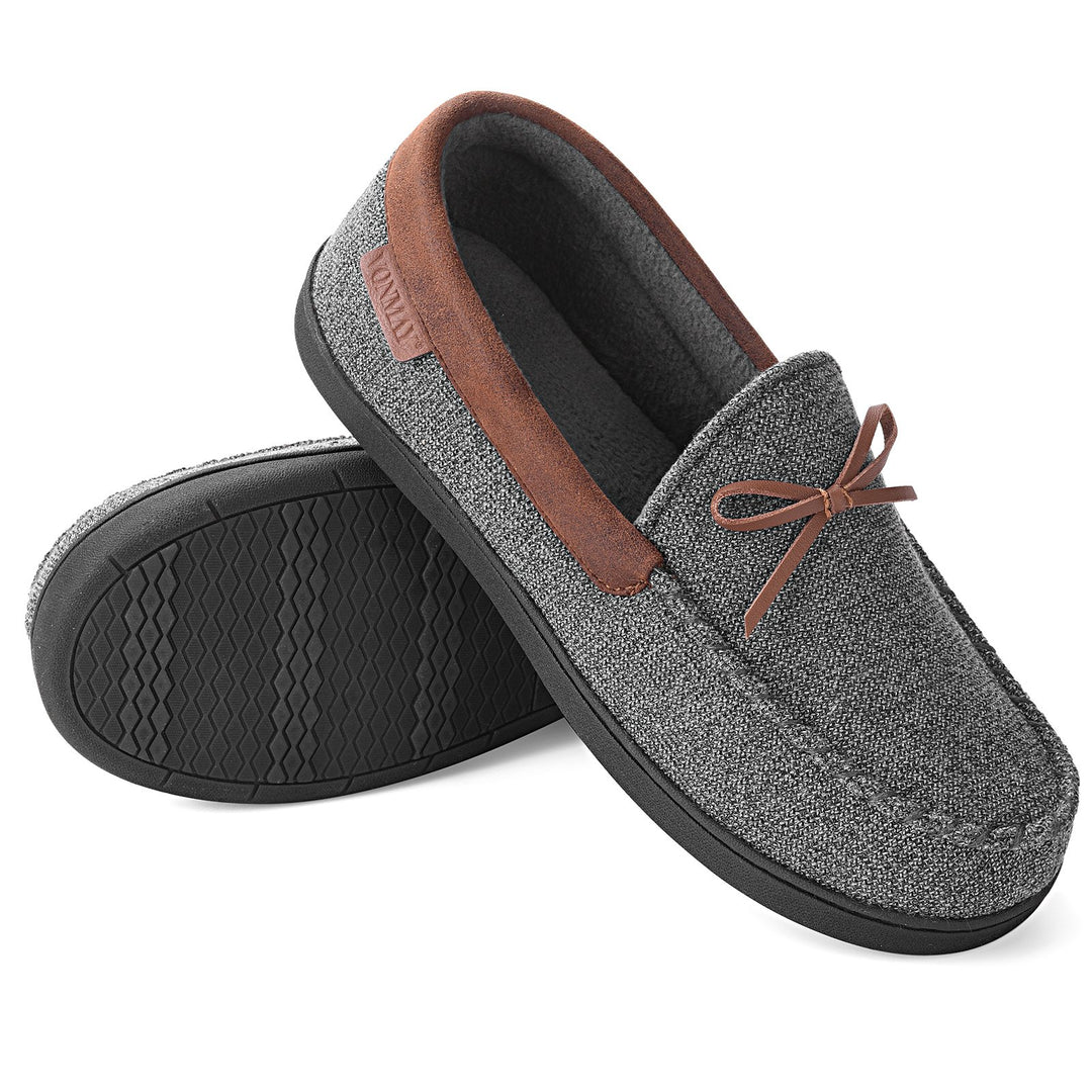 Mens Moccasins Slippers Memory Foam Closed Back Loafers Indoor Outdoor Shoes Image 1