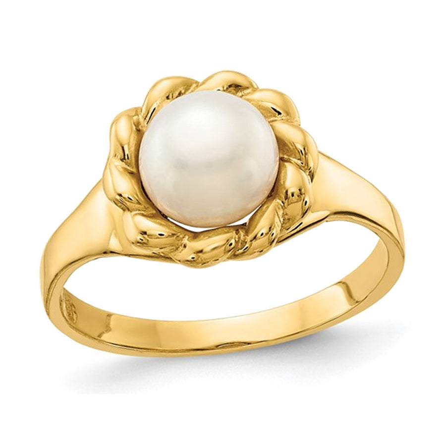 14K Yellow Gold 6-7mm Freshwater Cultured White Pearl Ring Image 1