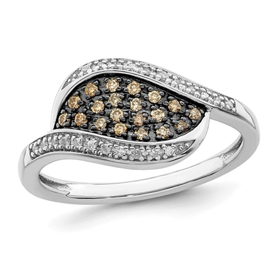 1/6 Carat (ctw) Champagne Diamond Fashion Ring in Sterling Silver Image 1