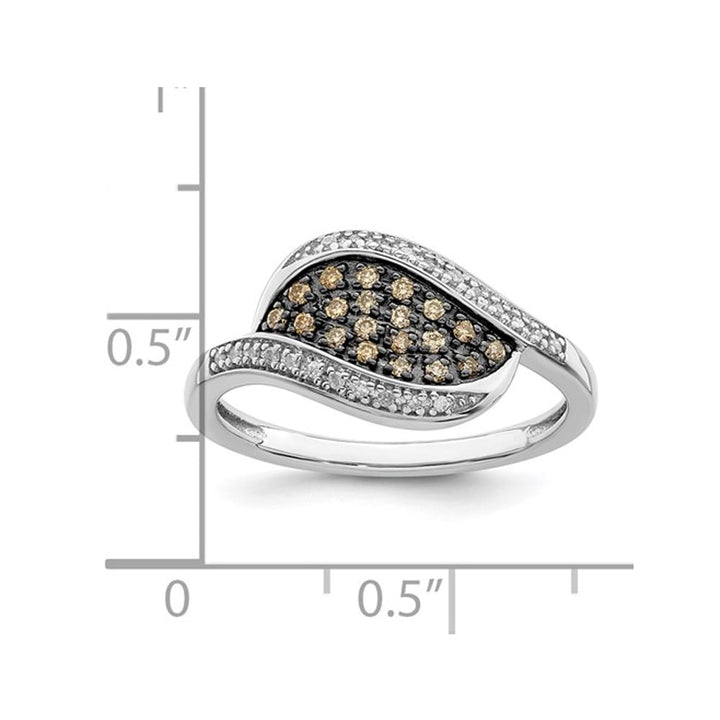 1/6 Carat (ctw) Champagne Diamond Fashion Ring in Sterling Silver Image 4