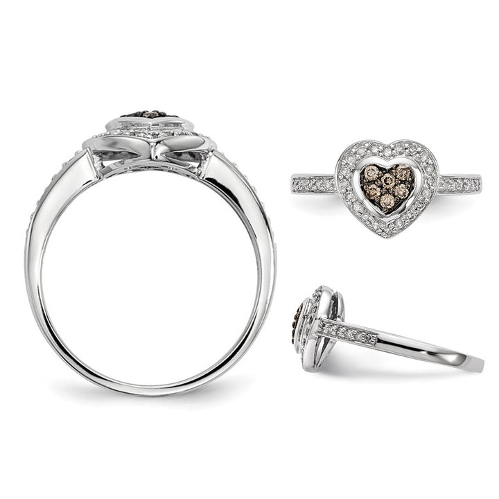 1/5 Carat (ctw) Champagne Diamond Heart Promise Ring in Sterling Silver Image 3