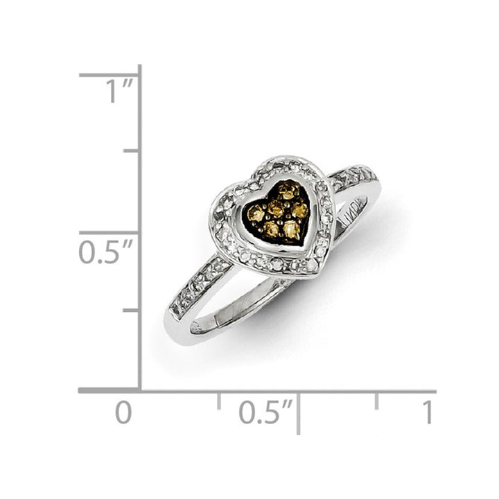 1/5 Carat (ctw) Champagne Diamond Heart Promise Ring in Sterling Silver Image 4